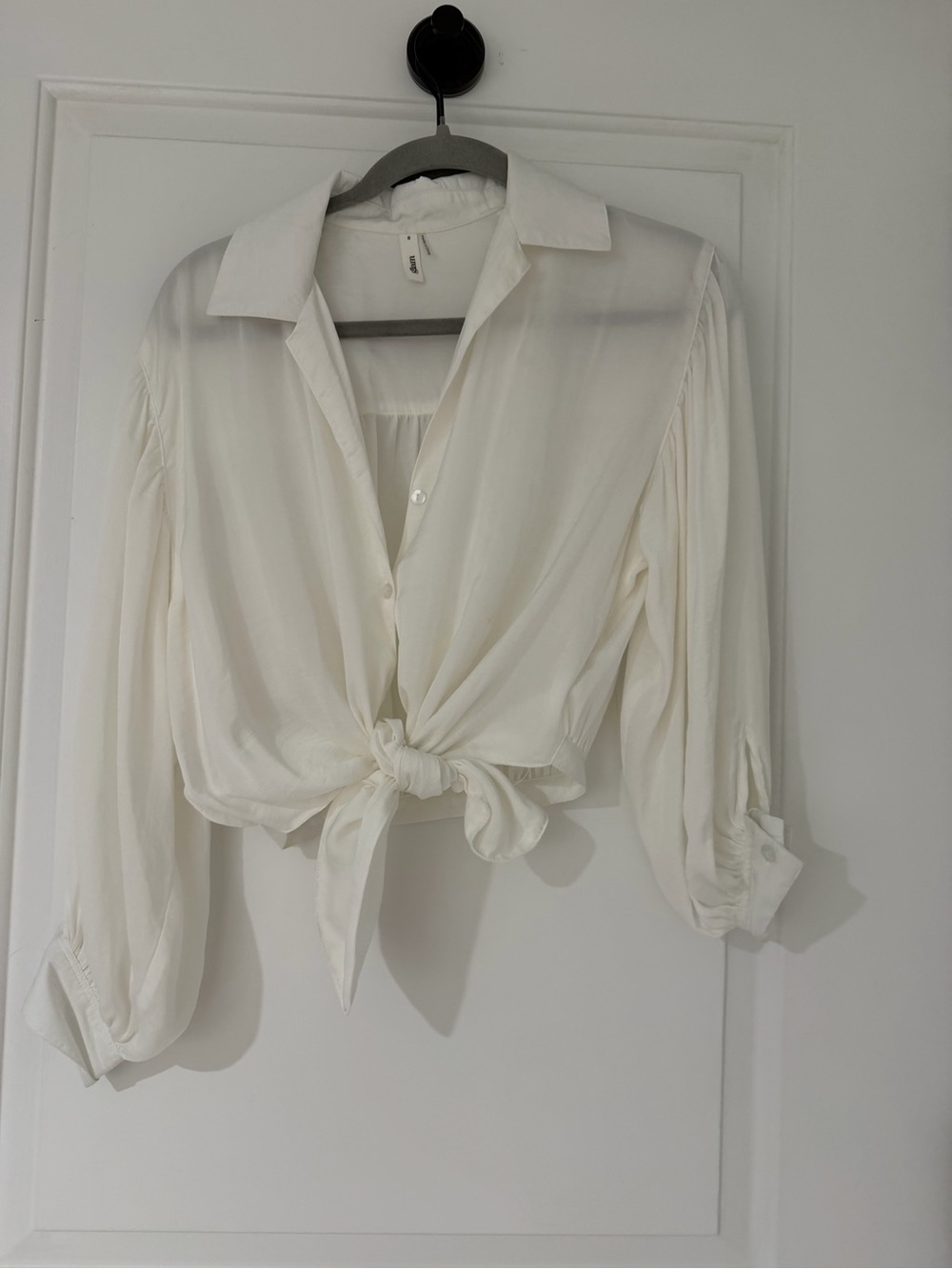 glam Cream Tie-Front Button Down Shirt